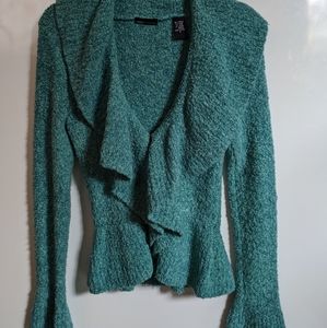 Gorgeous turquoise ruffled sweater